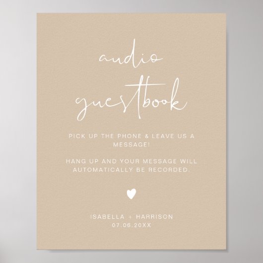 INDIE Boho Audio Guestbook Wedding Sign Poster (Voorkant)