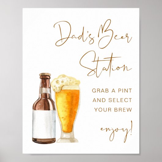 INDIE Boho Baby shower Pap's Beer Station Sign Poster (Voorkant)