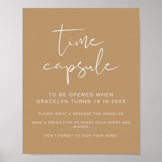 INDIE Boho Baby shower Time Capsule Sign Poster (Voorkant)