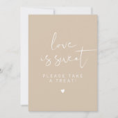 INDIE Boho Beige Cream Love is Sweet Favor Sign Kaart (Voorkant)
