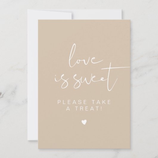 INDIE Boho Beige Cream Love is Sweet Favor Sign Kaart (Voorkant)