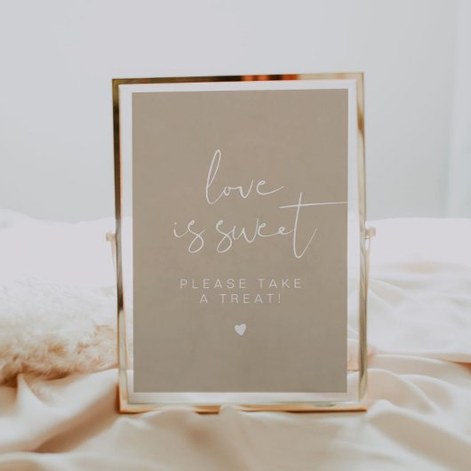 INDIE Boho Beige Cream Love is Sweet Favor Sign Kaart