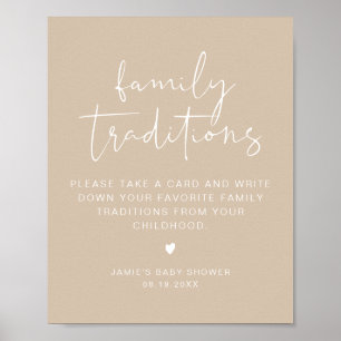 INDIE Boho Beige Familietradities Baby Shower Poster
