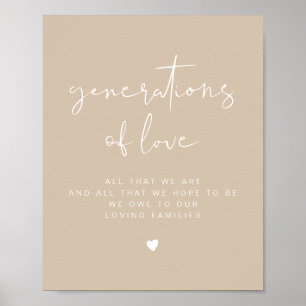 INDIE Boho Beige Generations of Love Wedding Sign Poster