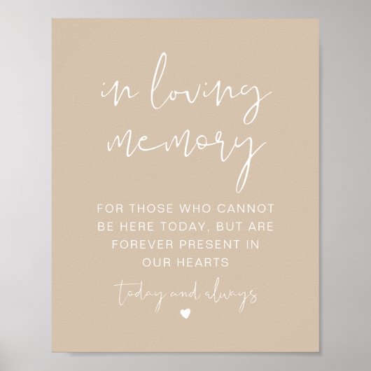 INDIE Boho beige in Loving Memory Sign Poster (Voorkant)