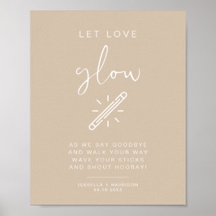 INDIE Boho Beige Let Love Glow Wedding Sign Poster