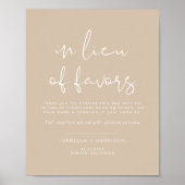 INDIE Boho Beige Lieu of Favors Wedding Poster (Voorkant)