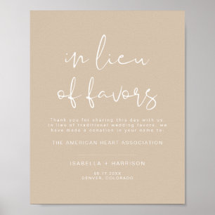INDIE Boho Beige Lieu of Favors Wedding Poster