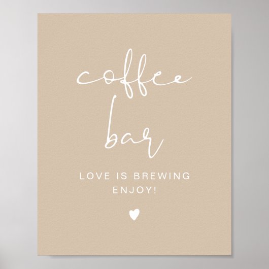 INDIE Boho Beige Minimalist Coffee Bar Teken Poster (Voorkant)