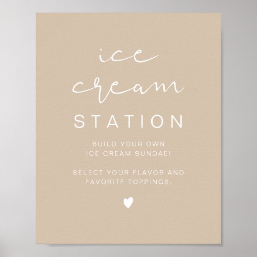 INDIE Boho Beige Modern Ice Cream Station Poster (Voorkant)