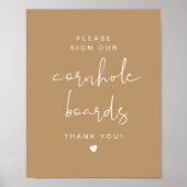 INDIE Boho Cornhole Guestbook Wedding Sign Poster (Voorkant)