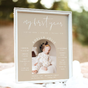 INDIE Boho Cream Arch Photo First Year Milestone Poster