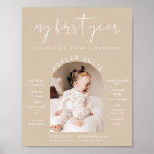 INDIE Boho Cream Arch Photo First Year Milestone Poster (Voorkant)