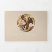 INDIE Boho Creamy Beige Earth Tone Weddenschap Drieluik Uitnodiging (Cover)