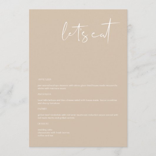 INDIE Boho Earth Toned Beige 5x7" Laten we het men Menu (Voorkant)