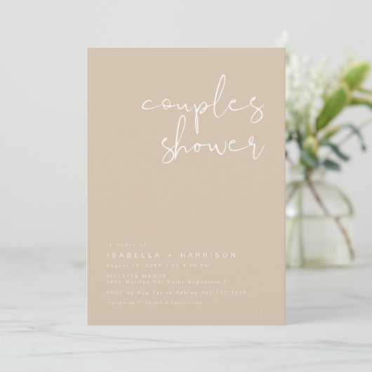 INDIE Boho Earth Toned beige Couples Shower Invit Kaart (Staand voorkant)