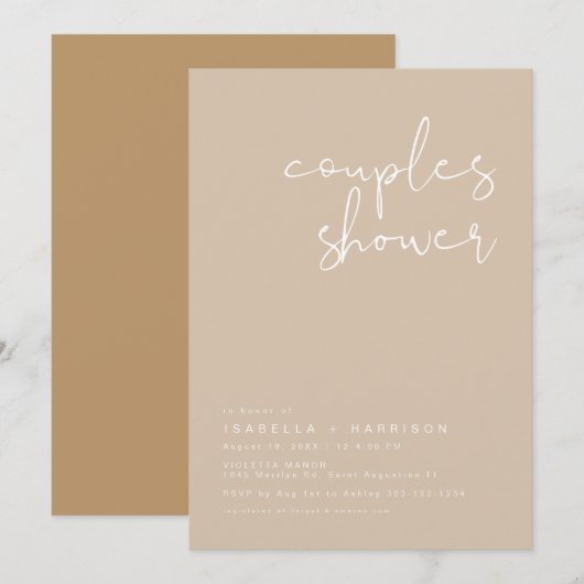 INDIE Boho Earth Toned beige Couples Shower Invit Kaart (Voorkant / Achterkant)
