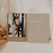 INDIE Boho Earth Toned Beige Oh Baby Baby shower Kaart