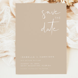 INDIE Boho Earth Toned beige Save the Date Kaart
