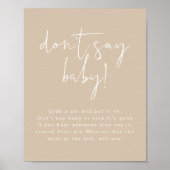 INDIE Boho Earth Toned beige Zeg niet dat Baby geb Poster (Voorkant)