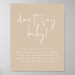 INDIE Boho Earth Toned beige Zeg niet dat Baby geb Poster