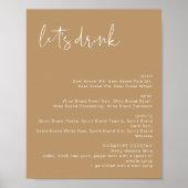 INDIE Boho Earth Toned Let's Drink Bar Menu Sign Poster (Voorkant)