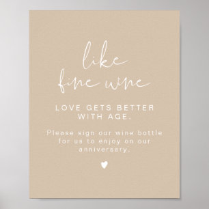 INDIE Boho Minimalist Wine Wedding Guestbook Sign Poster