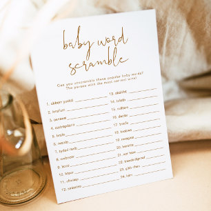 INDIE Boho verbrand Oranje Baby Word Scramble Game Kaart