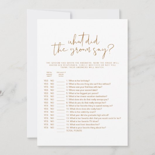 INDIE Boho Wat zei de Groom over het spel? Kaart (Voorkant)