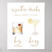INDIE Boho Watercolor Cocktail Signature Drink Poster (Voorkant)