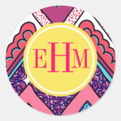 Indie Chevron Ronde Sticker (Voorkant)