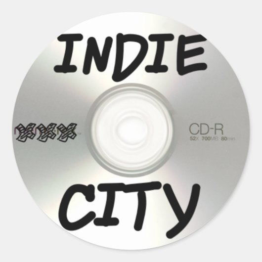 Indie City-cd Ronde Sticker (Voorkant)