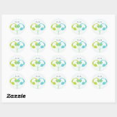 Indie Hoofdtelefoon Hart Blauw / Lime Groen Bruilo Ronde Sticker (Vel)
