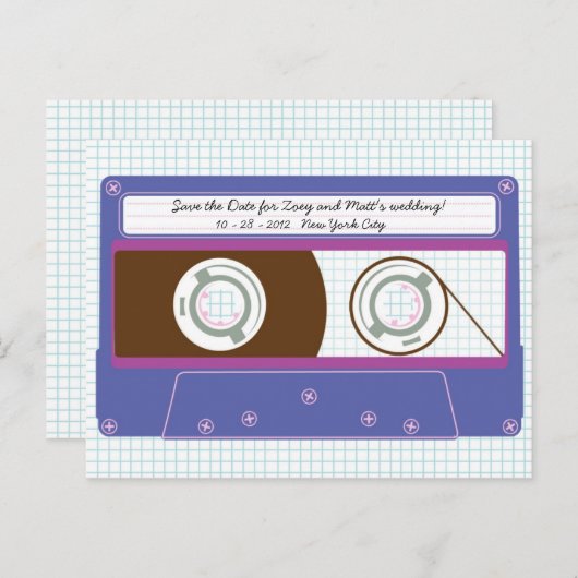 Indie Mixtape (Indigo/Paarse) De datum opslaan Aankondigingskaart (Voorkant / Achterkant)