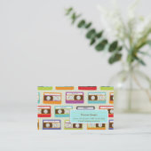 Indie Mixtapes Retro 80s Cassettebandje Pattern Visitekaartje (Staand voorkant)