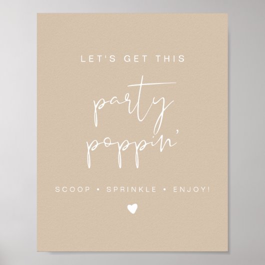 INDIE Modern Boho Popcorn Bar Wedding Sign Poster (Voorkant)
