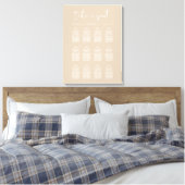 INDIE Moderne Bohemian Beige Wedding Seating Chart Canvas Afdruk (Insitu (Slaapkamer))