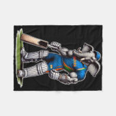 Indië Olifant Cricket Speler Cricketer Fleece Deken (Voorkant (Horizontaal))