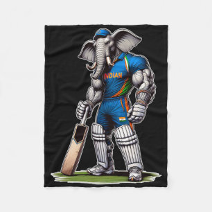Indië Olifant Cricket Speler Cricketer Fleece Deken