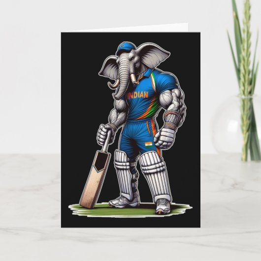 Indië Olifant Cricket Speler Cricketer Kaart (Voorkant)