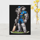 Indië Olifant Cricket Speler Cricketer Kaart (Gele Bloem)