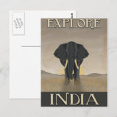 Indië olifant vintage reisposter briefkaart (Voorkant / Achterkant)