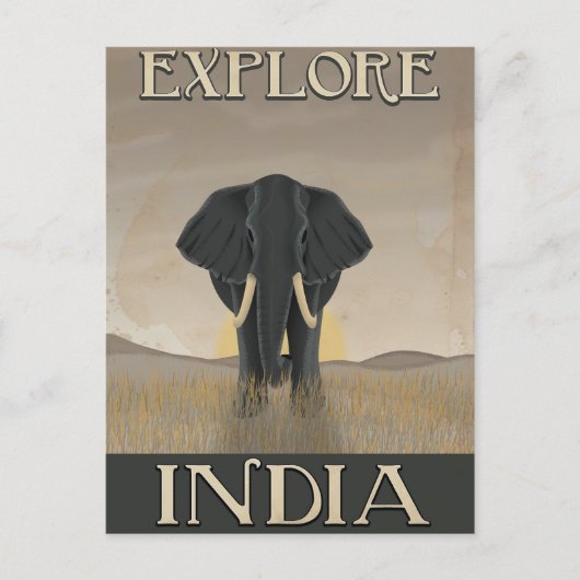 Indië olifant vintage reisposter briefkaart (Voorkant)
