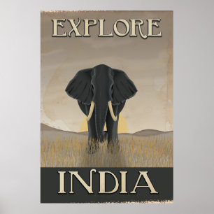 Indië olifant vintage reisposter poster