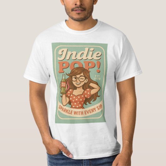 Indie Pop Mannen Retro Soda Label T-Shirt (Voorkant)