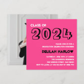 Indie Punk Retro Roze Foto Y2K Afstudeerfeest Kaart (Voorkant / Achterkant)