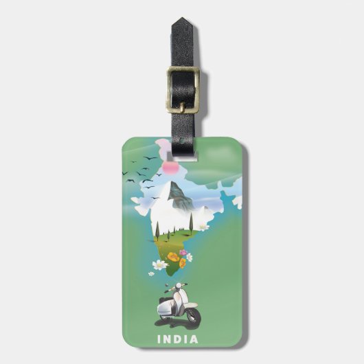 Indië reisposter bagagelabel (Voorkant verticaal)
