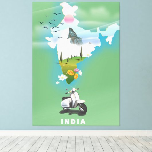 Indië reisposter canvas afdruk (Insitu (Houten vloer))