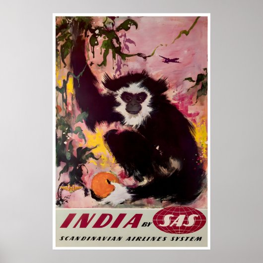 Indië Reisposter Indiase Kunst Airline PrintA Poster (Voorkant)