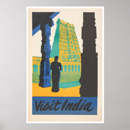 Indië Reisposter Indiase Kunst Hindu Tempel Print